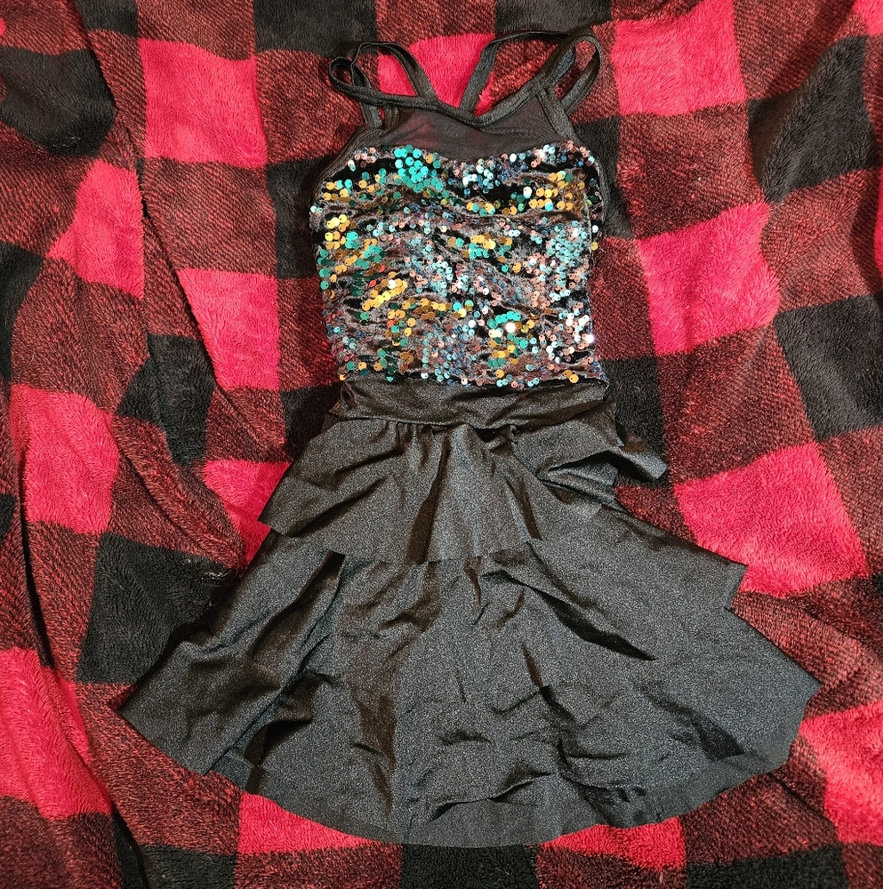 Weissman Dance Costume Sequin Performer Medium Child skirted strappy bodysuit